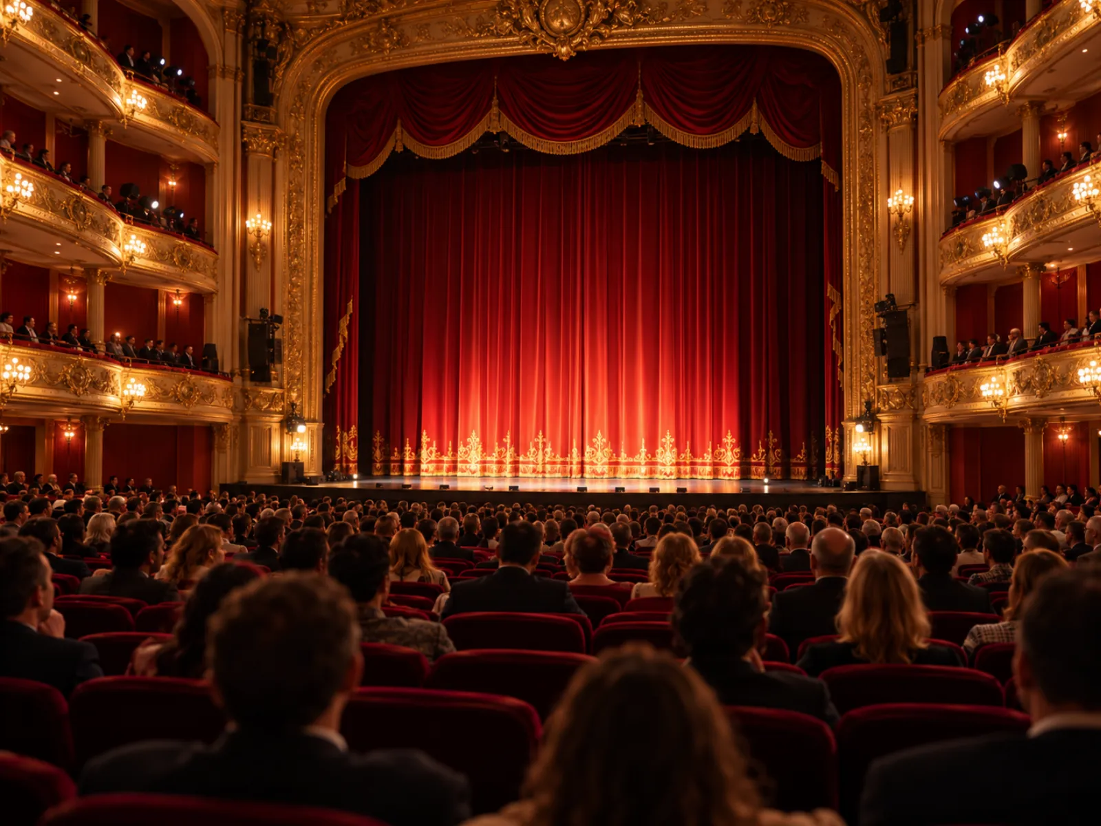 Público en el patio de butacas de un teatro municipal antes de la función